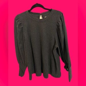 Madewell 1X Charcoal Sweater with Puff shoulders and sleeves